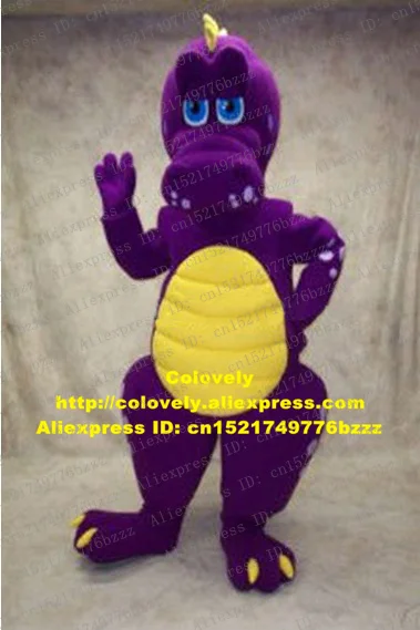 Mascote dinossauro roxo com olhos alaranjados em Mascot Dinosaur Mudança de  cor Sem mudança Cortar L (180-190 Cm) Esboço antes da fabricação (2D) Não  Com as roupas? (se presente na foto) Não