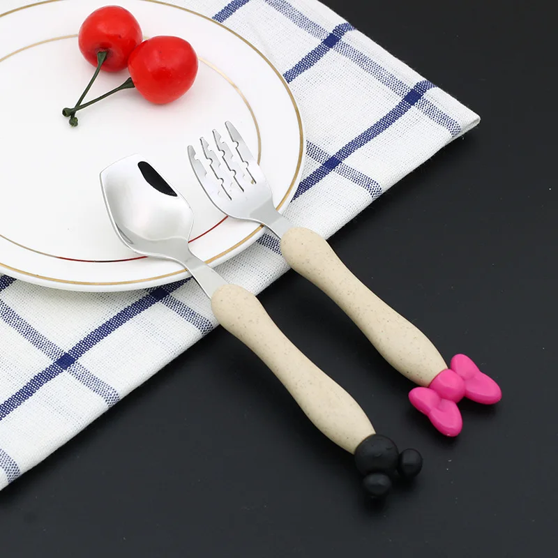 С Микки Маусом Мышь Нержавеющая сталь Минни вилка детская посуда набор ...