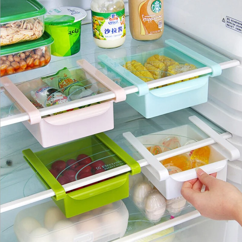 Eco-Friendly Multifunction Kitchen Refrigerator Storage Rack Fridge Freezer Shelf Holder Pull-out Drawer Organiser Space saver