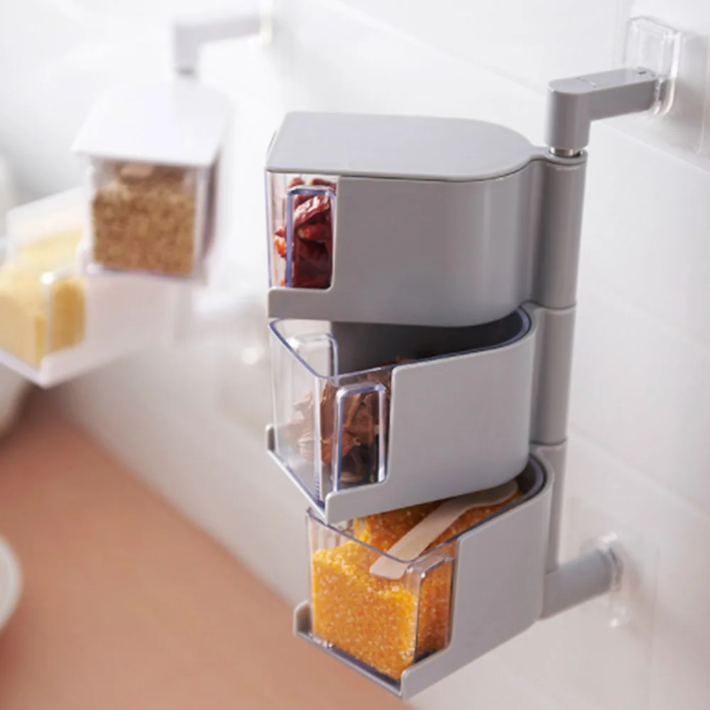 

Seasoning Box Kitchen Spice Storage Bottle Jars Hanging Rotatable Condiment Dispenser Spice Storage Bottle P20