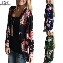 Женская куртка, осенняя куртка-бомбер, повседневная куртка с длинным рукавом, необычный кардиган в стиле бохо, с принтом, верхняя одежда, куртки, пальто, XXL, XXXL