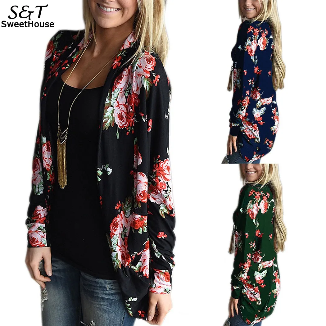 

Jacket Women 2018 Autumn Bomber Jacket Casual Long Sleeve Irregular Boho Cardigan Printed Coverup Jackets Coat Outwear XXL XXXL