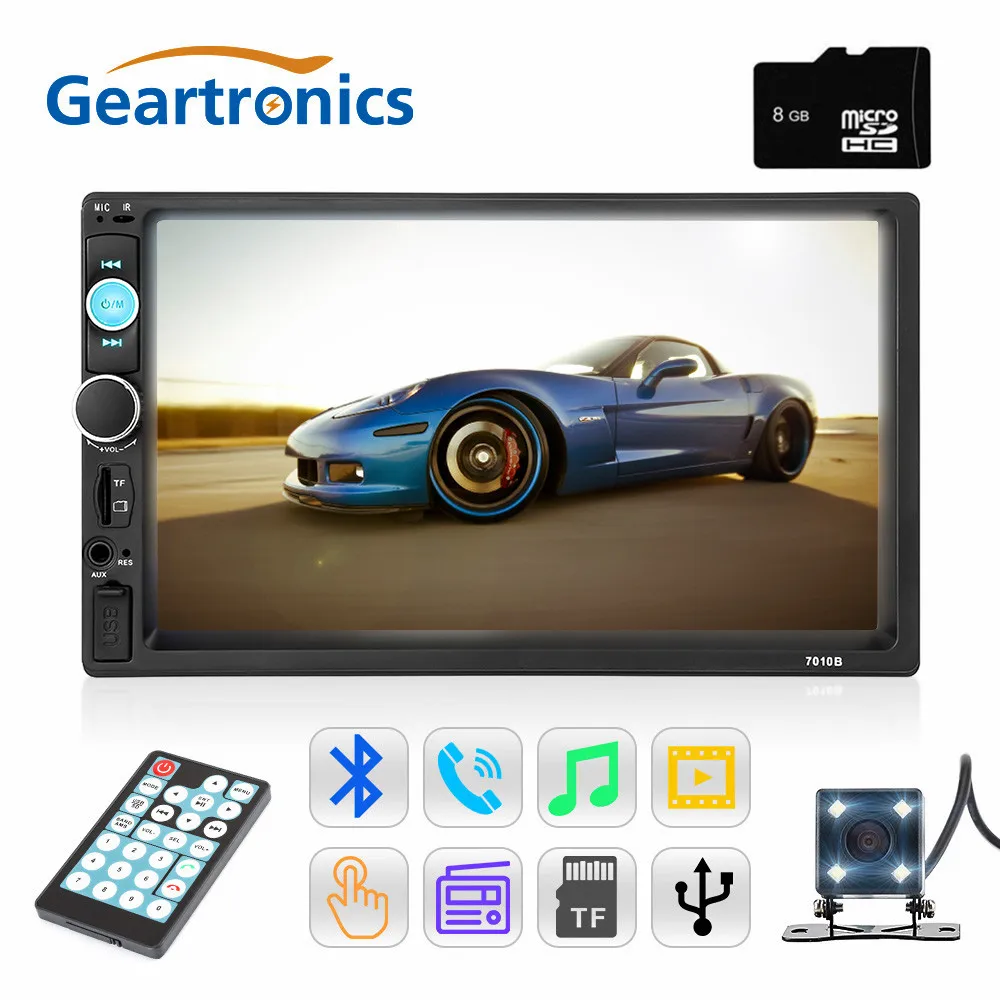 

2Din Car Radio 7" HD Touch Screen Player Mirror MP5 SD/FM/MP4/USB/AUX/Bluetooth Car Audio Rear View Camera Remote Control No DVD