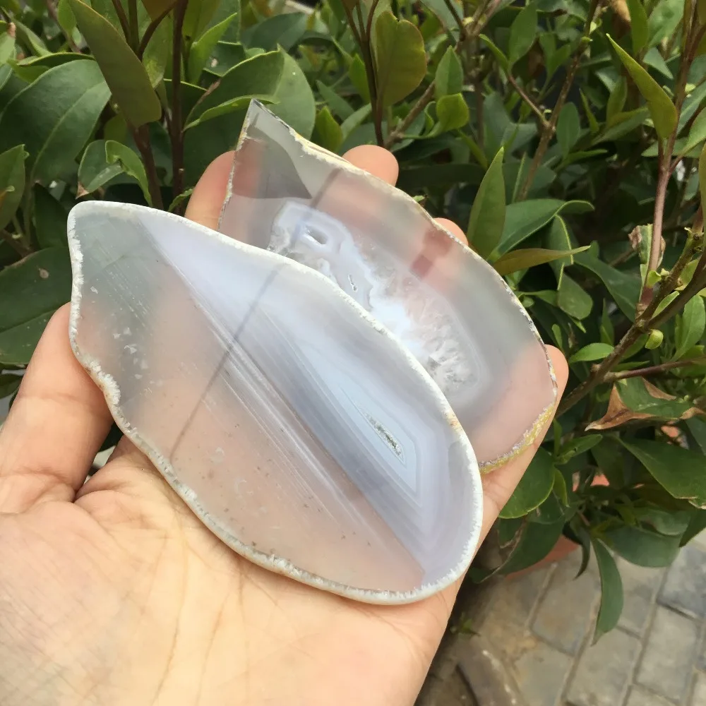 

2pcs Natural white agate slice Grey agate stone slices