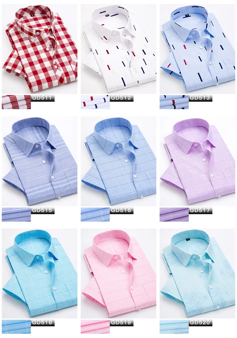 Fashion Summer business men casual shirts high quality checked male plaid short sleeve shirt cotton Chemise Homme