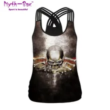 Летний женский спортивный жилет череп 3D принт Йога рубашки Бег Жилет черный камзол Тренажерный Зал Фитнес футболка Тонкий безрукавки для женщин тренировочная блуза