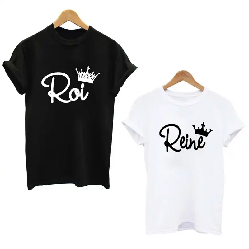 Roi Et Reine King Queen Crown Couples Tshirts Letter T Shirt Valentine Women Grey Family Top Tee Couple Shirt Femme Love T Shirt Love T Shirt Couple Shirtshirt Femme Aliexpress