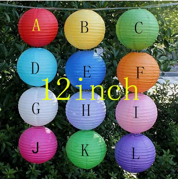 12 ''(30 см) 20 шт./лот Китайский бумажный фонарь бумага лампа свадебные украшения