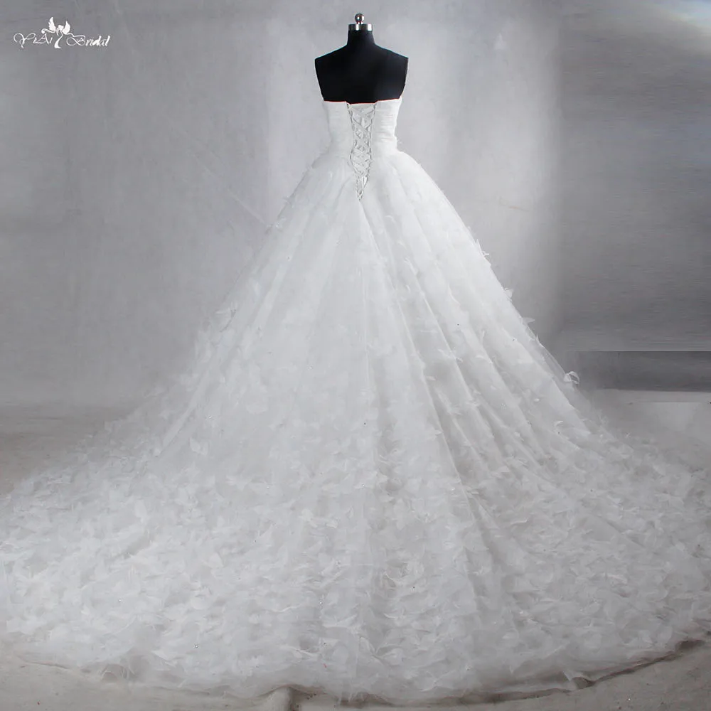RSW1031 luxury vestidos de novia 2016 Butterfly cathedral train wedding dresses (3)