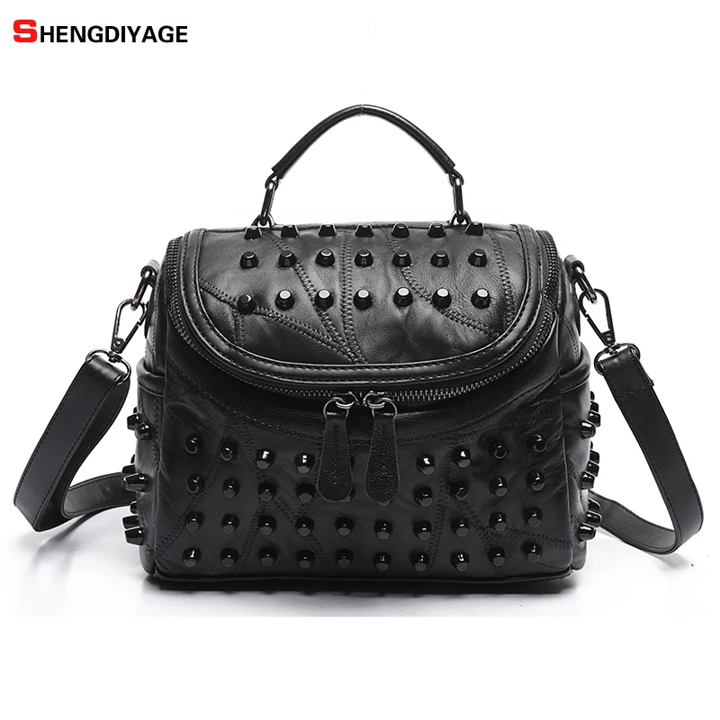 

Luxury Handbags Women Bags Designer Rivet Genuine leather sheepskin Bag Female 2018 Women Shoulder Bag hand Bag Tote sac a main
