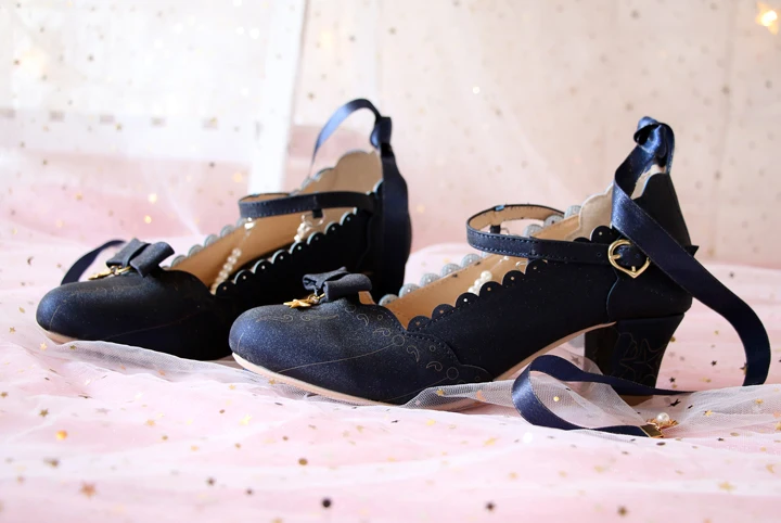 Японские милые туфли с ремешками, туфли в стиле «Лолита» и жемчужной нитью, платье с бантом в форме морской звезды в виде ракушки принцессы обувь Kawaii круглый носок босоножки женская обувь лоли для костюмированной вечеринки