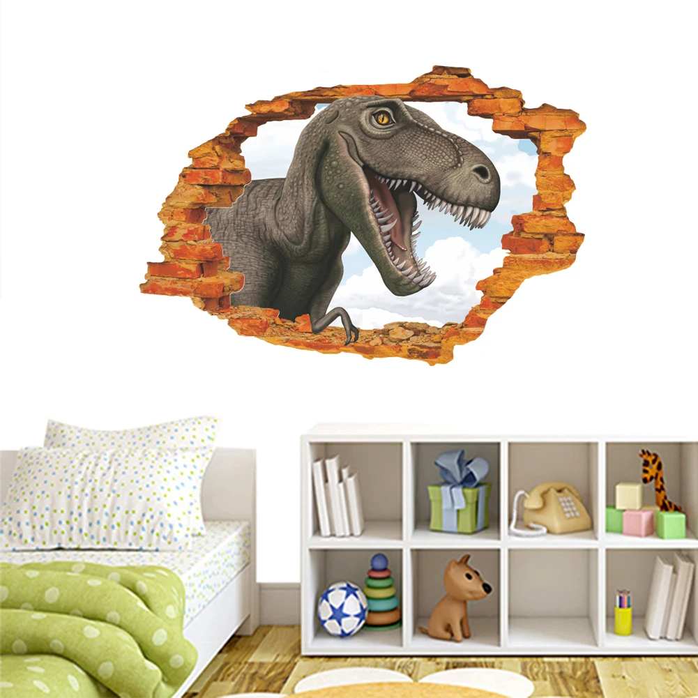 movie Jurassic Park super dinosaur animal wall stickers for kids rooms bedroom home decor 3d vivid wall decals pvc mural poster