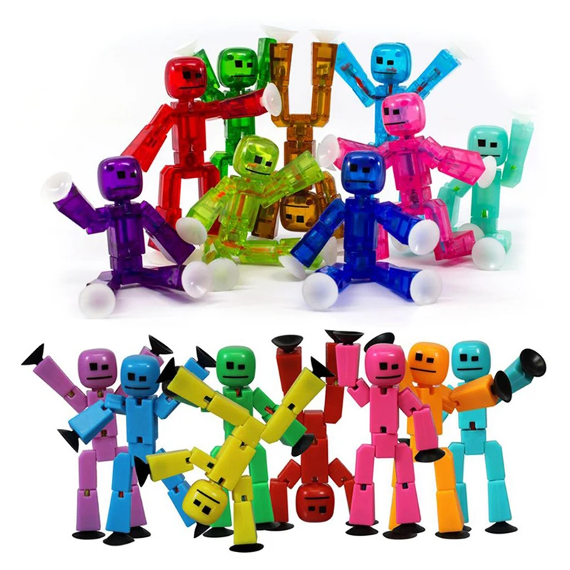 

20pcs/lot Colors Randomly sending cute Sticky Robot Sucker Suction Cup funny deformable stick bot action figure toys