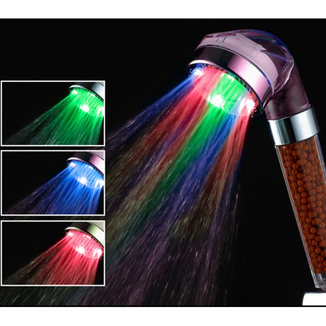 7 Colors Change Led shower Tourmaline SPA Anion Hand Held Bathroom Led Shower Head Filter Hand