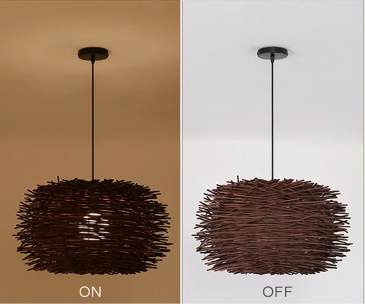 Art Deco Led Hand Made Bine Pendant Light  Wood pendant Lights 220v E27 Bird Nest Cage Pendant Lamp For Resturant Home (12)