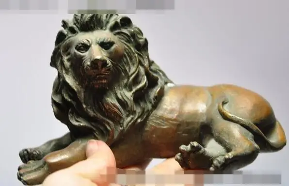 

S2961 Chinese FengShui Bronze copper Evil Guardian Door Fu Foo Dog Lion beast Statue