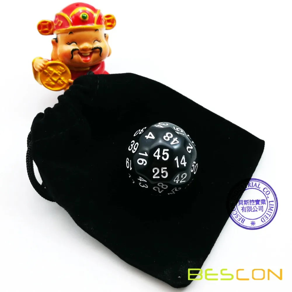 Bescon Polyhedral Dice 50-sided Gaming Dice, D50 die, D50 dice, 50 Sides Dice, 50 Sided Cube of Black Color 2
