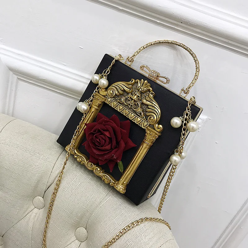 

Female Chain Small Frame Handbag Women Rose Novel Personality Leather Tote Lady Party Evening Bag Bolsa Feminina louis l v* gg