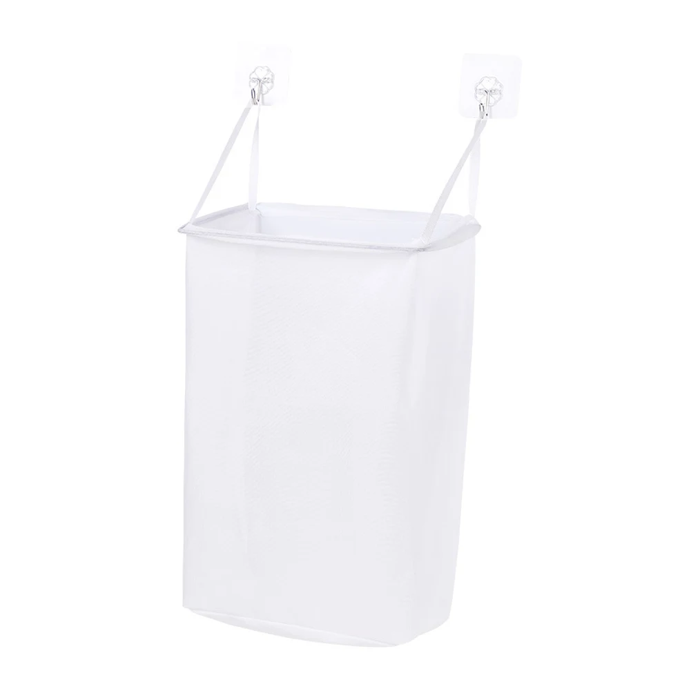 Laundry Basket Hamper Multifunctional Punch Free Home Wall Hanging Storage Washing Clothes Foldable Adhesive Hook Organizer Mesh