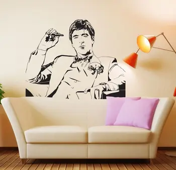 

Tony Montana Movie Wall Stickers Vinyl Decal Art Mural Removable TV Background Home Decor For Living Room E582
