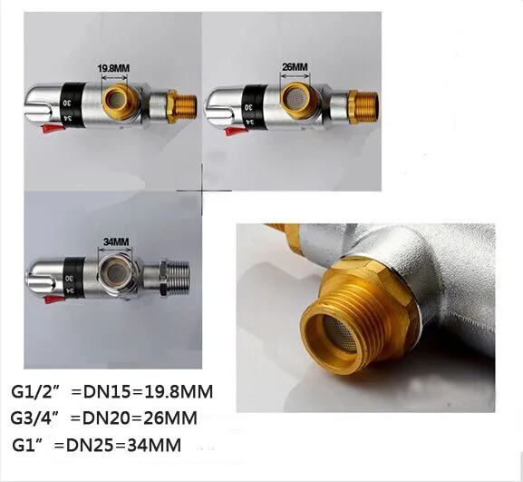 BSP Латунь G" термостатический смесительный клапан, DN25 термостатический смесительный клапан, автоматический смесительный клапан