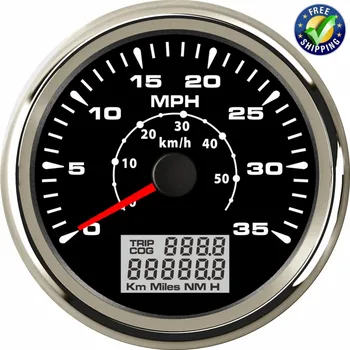 

New Arrival 0-35MPH Speedometers Tuning 85mm GPS Speed Mileometer 0-50km/h 316L Bezel Speed Chart Red Green Blue Backlight Color
