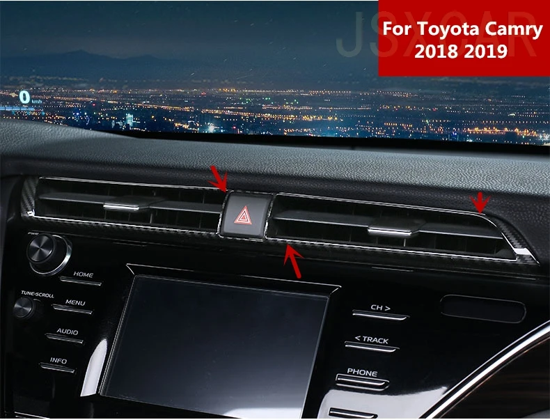 Для Toyota Camry 2018 2019 ABS хром/углеродное волокно Автомобильный Центральный