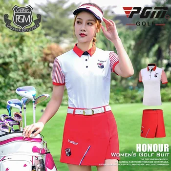 

PGM Women Golf Clothing Sets Short Sleeve T-shirt + Golf Tennis Shorts Ladies Sports Breathable Golf Apparel D0750