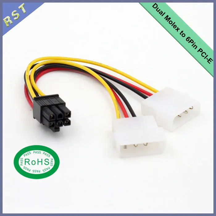 Image result for สายแปลง 4 Pin x2 to 6Pin โมเล็กซ์ อแดปเตอร์ 6 Pin PCI