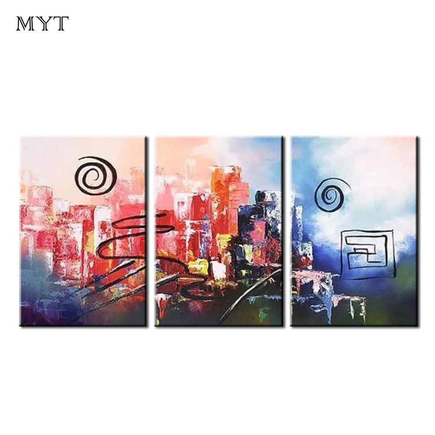 

MYT 3 Pieces Abstract Hand Painted Modern Art Oil Painting Canvas Wall Art Deco Painting Wall Decor Picture For Living Room