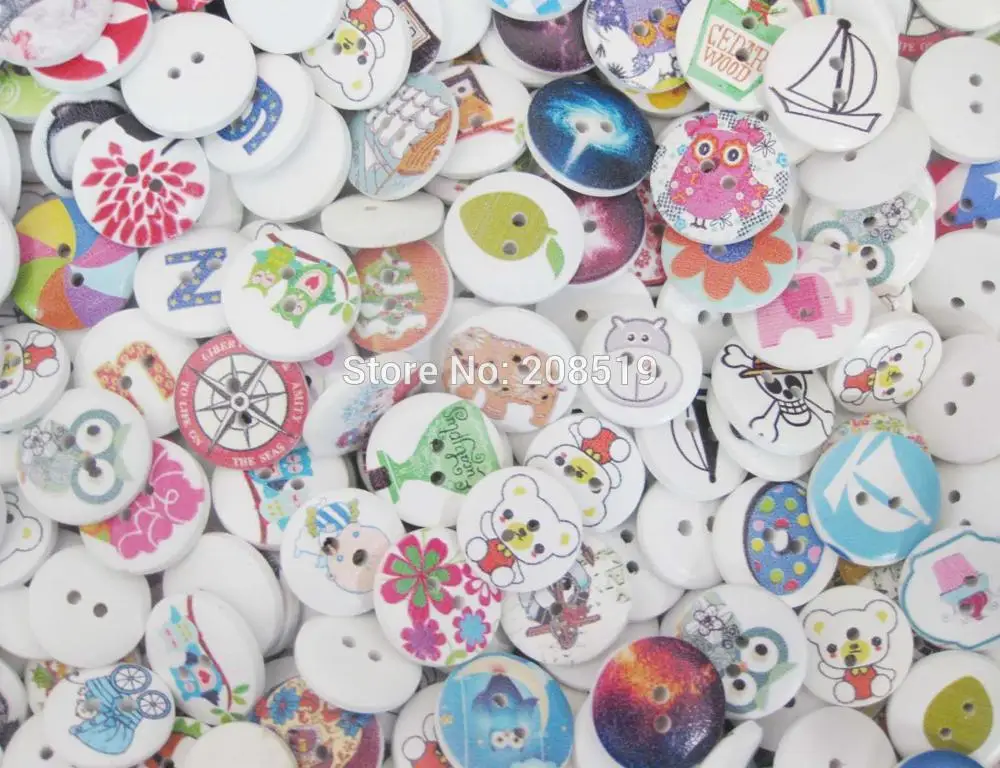 

WBNAOE Assorted mix buttons 20mm randomly 200 pieces multi-pattern sewing craft decoration