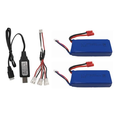 Syma X8C 7,4 v 2500MAH части зарядного устройства батарея Syma X8C X8W X8G X8HC X8HW X8HG RC части зарядного устройства+ 1 до 3 провода+ 3 батареи - Цвет: Красный