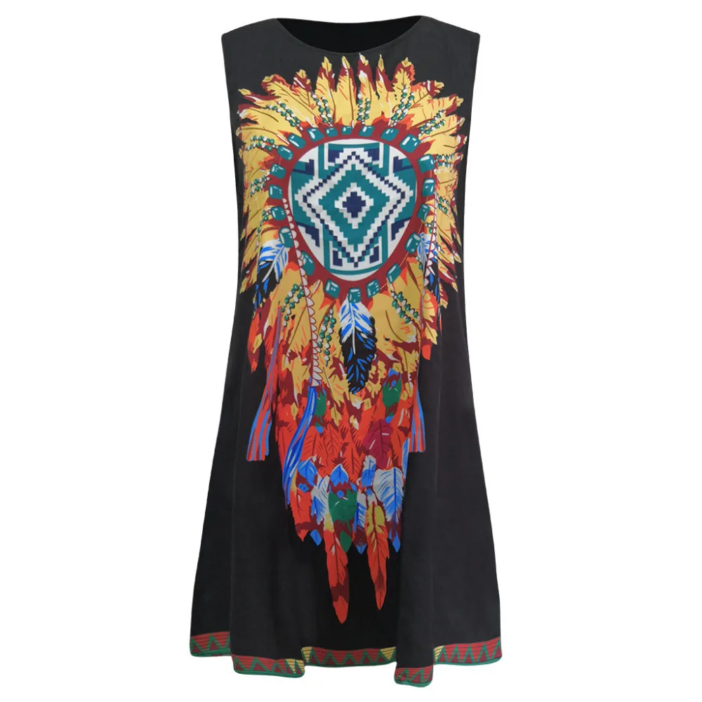 2019 woman summer sleeveless print beach dress cotton casual mini beach dress long Quick drying beach dress plus size 40J3 (3) - 