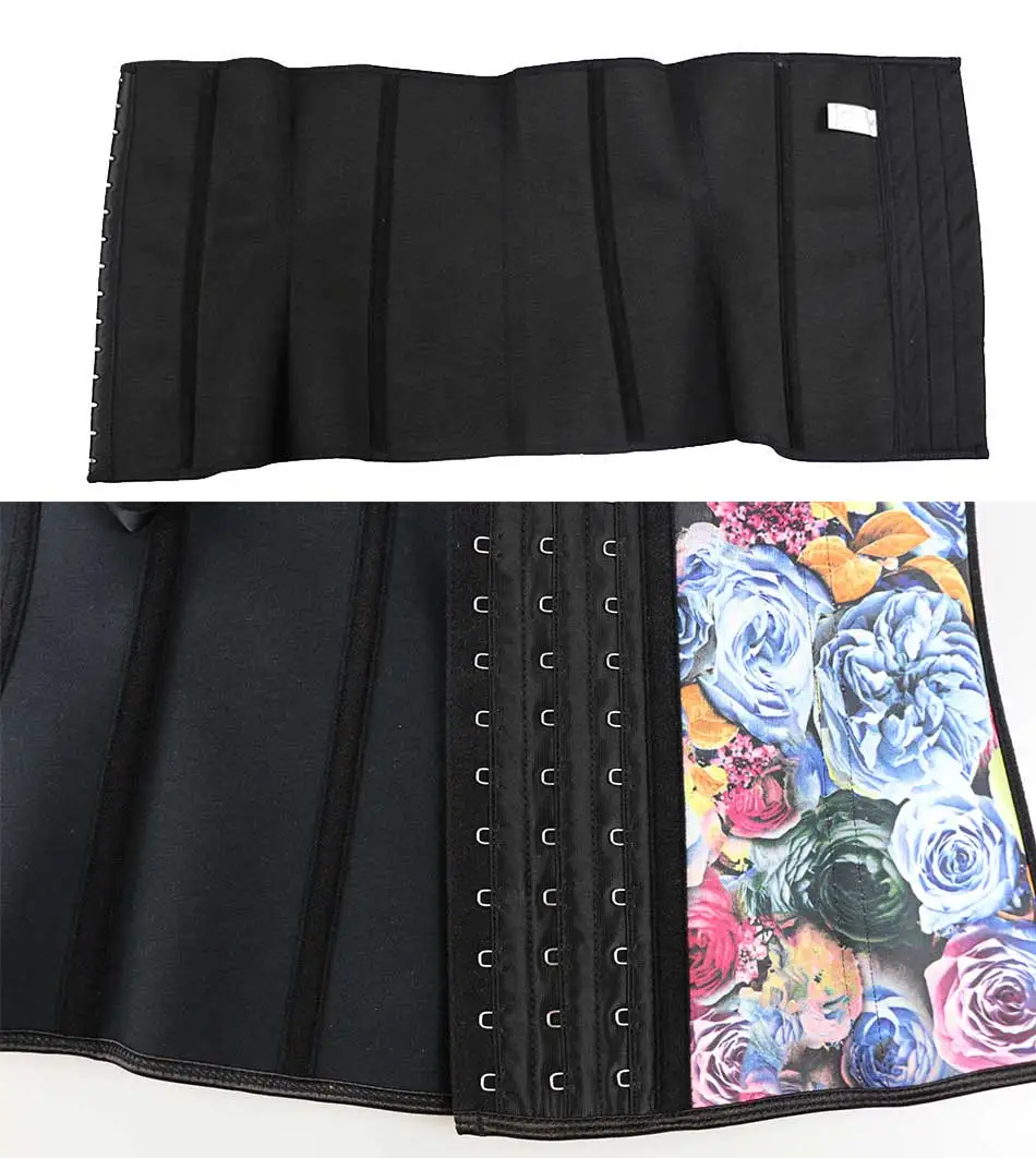 NB1403 01 Atbuty Steel Boned Waist Trainers Rose Printing Waist Corsets Latex Slimmer Hooks Closure Body Control for Postpartum Women (11)
