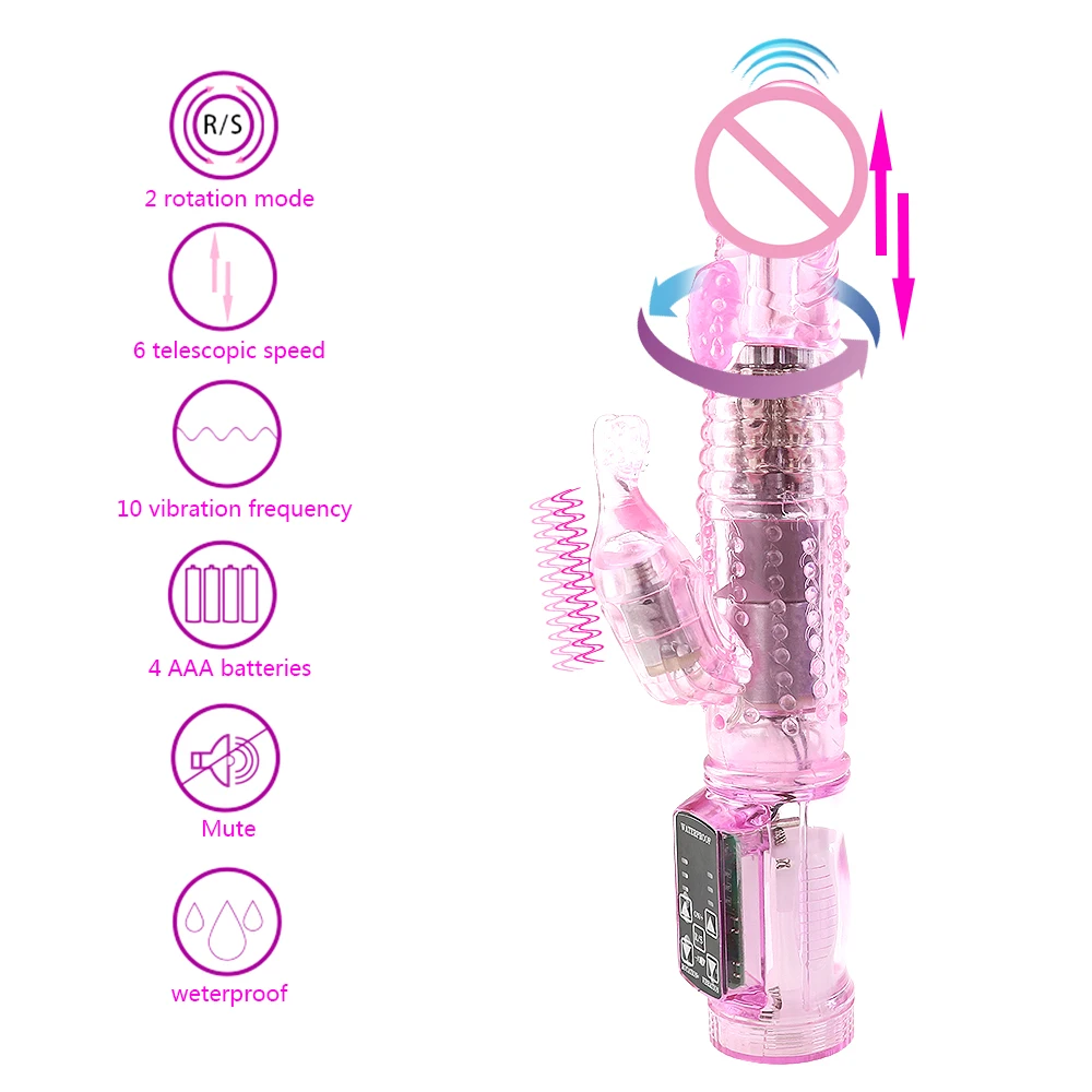12 Speeds Up Vibration and Rotation Rabbit Vibrators Female Masturbator G Spot Vibrator Massager, Women Adult Sex Product