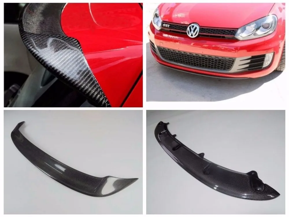 FOR CARBON FIBER 10 13 VW Golf VI MK6 R20 GTI REAR WING TRUNK SPOILER+Front Lipin Spoilers