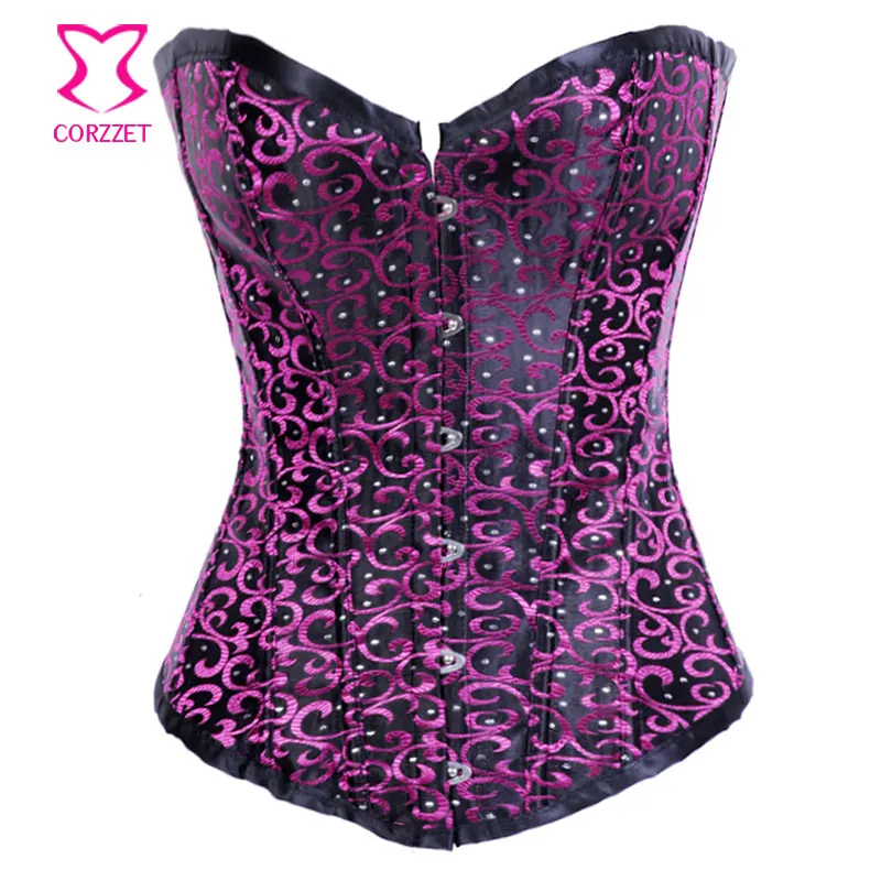 

Sexy Strapless Corpetes E Espartilhos Corset Corselet Victorian Overbust Gothic Corsets and Bustiers Purple Korsett For Women