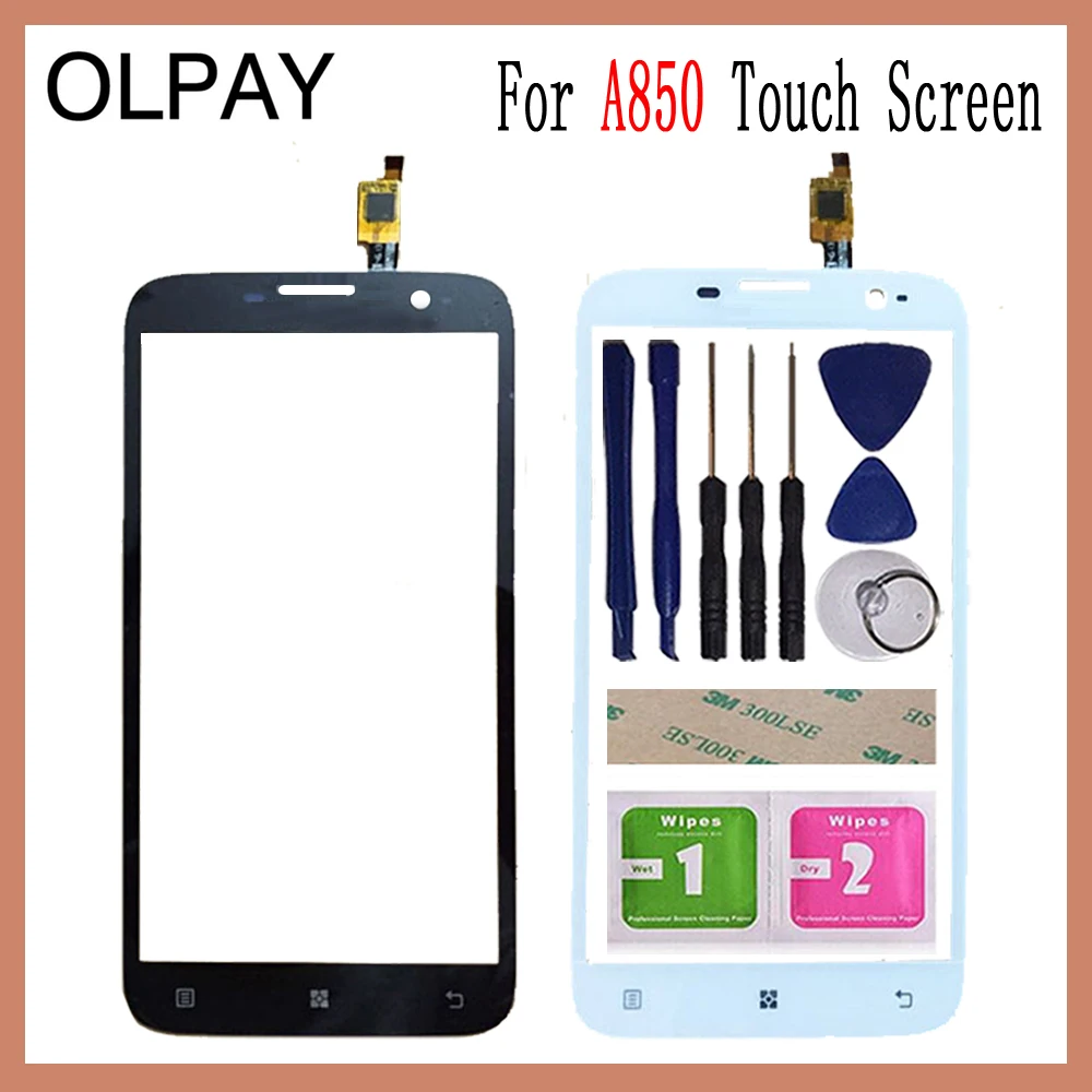 

OLPAY 5.5'' Touch Panel For Lenovo A850 A 850 Touch Screen Glass Digitizer Panel Lens Sensor Glass Free Adhesive And Wipes