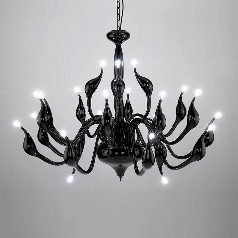 

12/18/24 Heads Art Deco European Candle Metal LED Swan Chandeliers Ceiling Bedroom Living Room Modern Decoration G4 Lighting