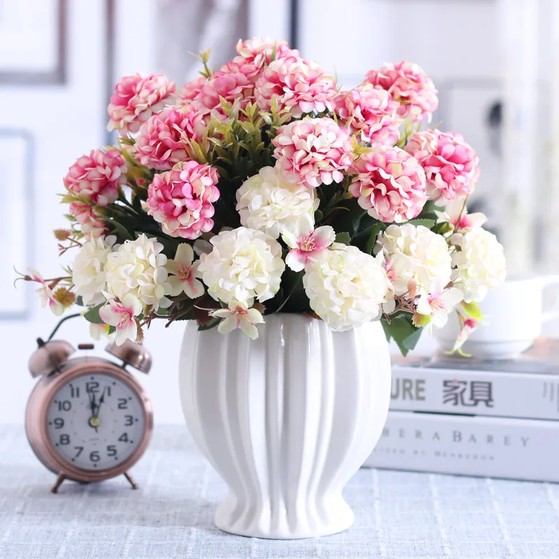 Современная керамическая ваза+ искусственный цветок, украшение для дома, статуэтка для гостиной, настольная Роза, искусственный цветочный горшок, декоративная ваза, искусство