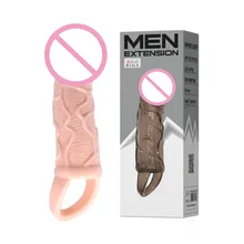 new reusable Strap on Delay Penis Sleeves Dildo condoms Extension Cock With Ring Sex Toys for Men