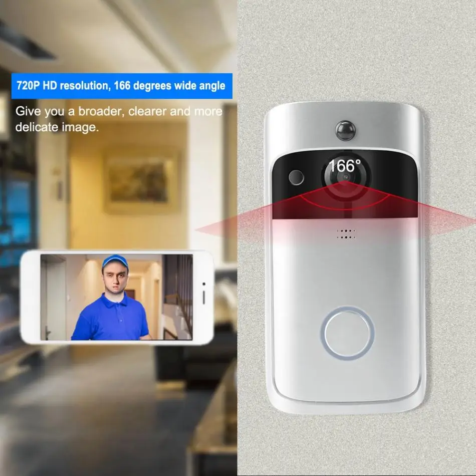 720P Домашняя безопасность умный WiFi видеодомофон дверной звонок беспроводной ИК камера ночного видения дверной Звонок