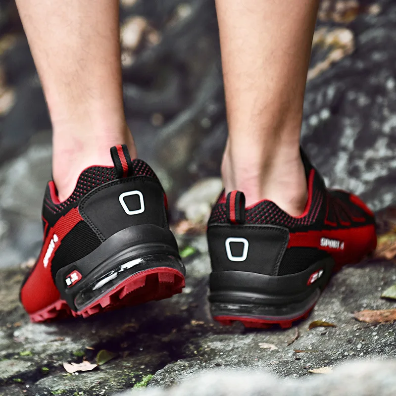 JINBEILEE Autumn male hiking shoes wear anti-slip air cushion outdoor breathable travel hiking shoes men  Lace-Up