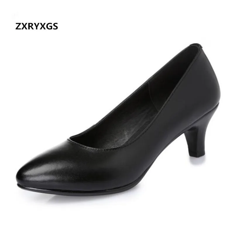 

Pointed Fine Heel Genuine Leather Shoes High Heels 2019 New Shallow Mouth Women Shoes Elegant Comfortable Fashion Casual Shoes
