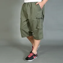 Летние мужские свободные хлопковые повседневные шорты большого размера с 7 точками