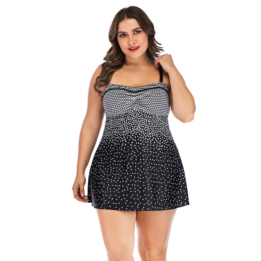 

Plus Size 5xl Swimwear Women Sexy Tankini Two Piece Swimsuits Women 2019 Black Dot Tankini Push Up Bathing Suit Women Biquinis