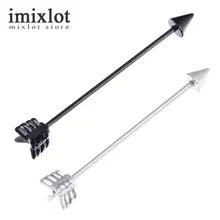 2 шт. черный, серебристый цвет нержавеющая сталь промышленных пирсинг для хрящевой части уха серьги гвоздики Мода Стрелка Уха Пирсинг Штанга ювелирные изделия