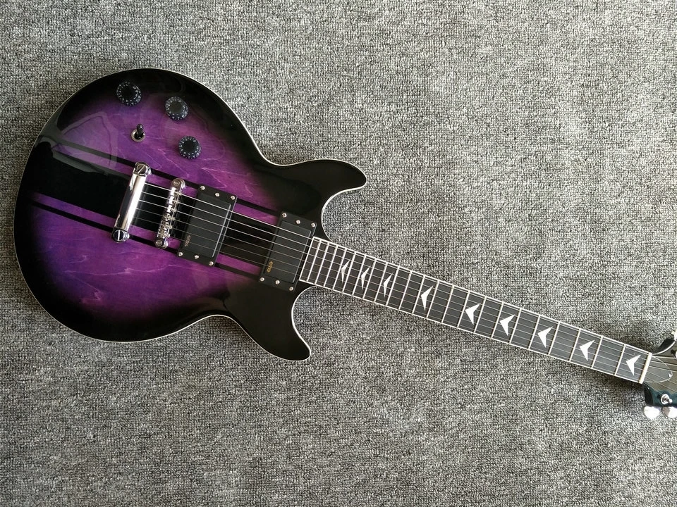 

Wholesale Custom Double Cutway Electric Guitar Top Quality In purple Burst color ,ahogany wood with active pickups guitar