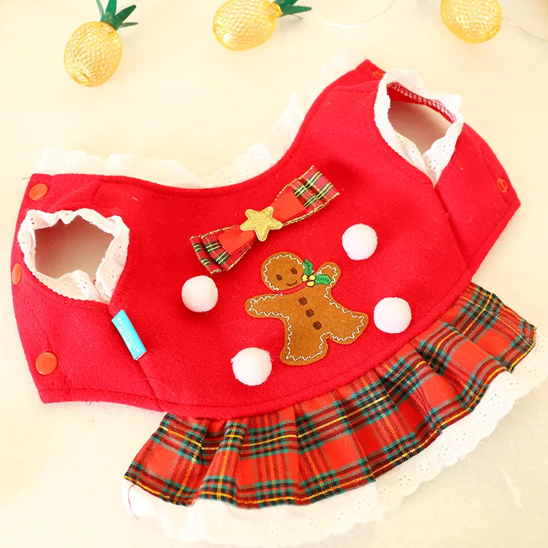 Красный школьный стиль Йоркширский терьер одежда осень зима рождественский жилет для животных рубашка юбка костюм для кошки, собаки товары для чихуахуа