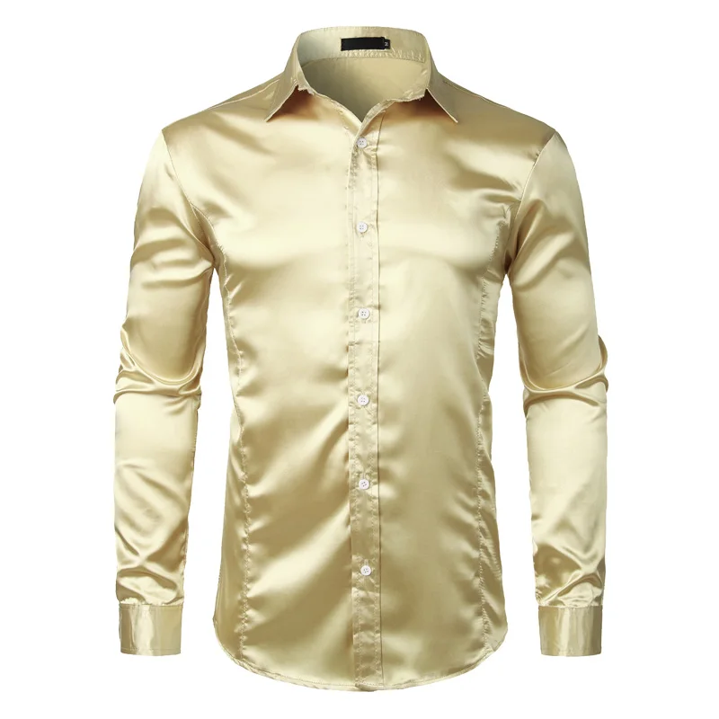 Новые мужские рубашки с длинным рукавом Chemise Homme, модный дизайн, Черная Мужская шелковая рубашка, облегающие рубашки под смокинг, брендовые рубашки Camisa Social